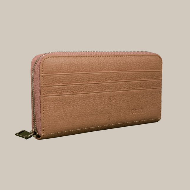 Beige - Noa 251 Large Zip Wallet